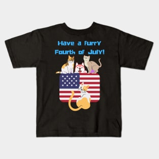 Have a Furry Fourth of July Independence Day Patriotic Animal Cat Dog Lover Gifts Kids T-Shirt